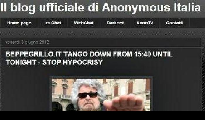 Anonymous oscura il sito di Grillo