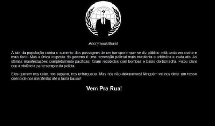 Anonymous spegne i media censori in Brasile