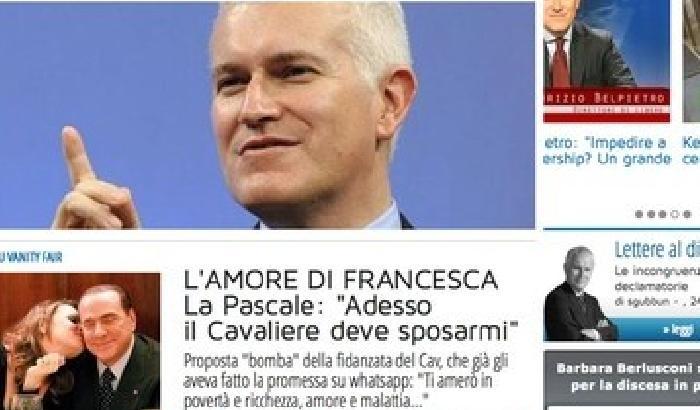 Italia a rotoli ma Libero apre sul matrimonio Pascale-Berlusconi