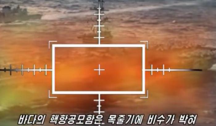 Corea del Nord, il video di propaganda che mostra la portaerei Usa in fiamme