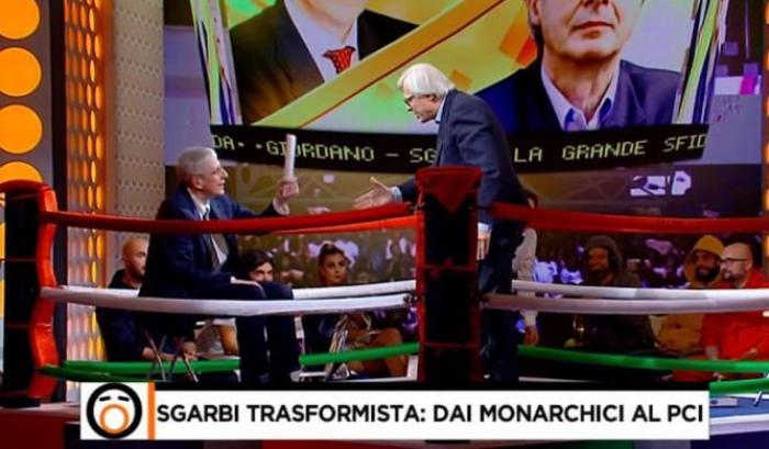 Sgarbi vs Giordano, i due si affrontano sul 'ring' e parte la rissa: "Sei una me*da come la tua trasmissione"