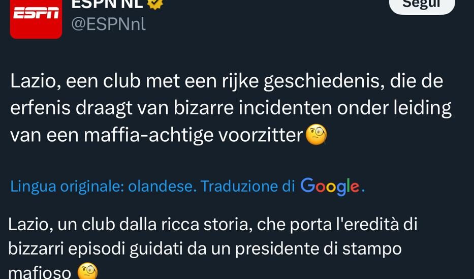 Un importante sito olandese dà del mafioso a Lotito prima di Ajax-Lazio: protesta l'ambasciatore italiano